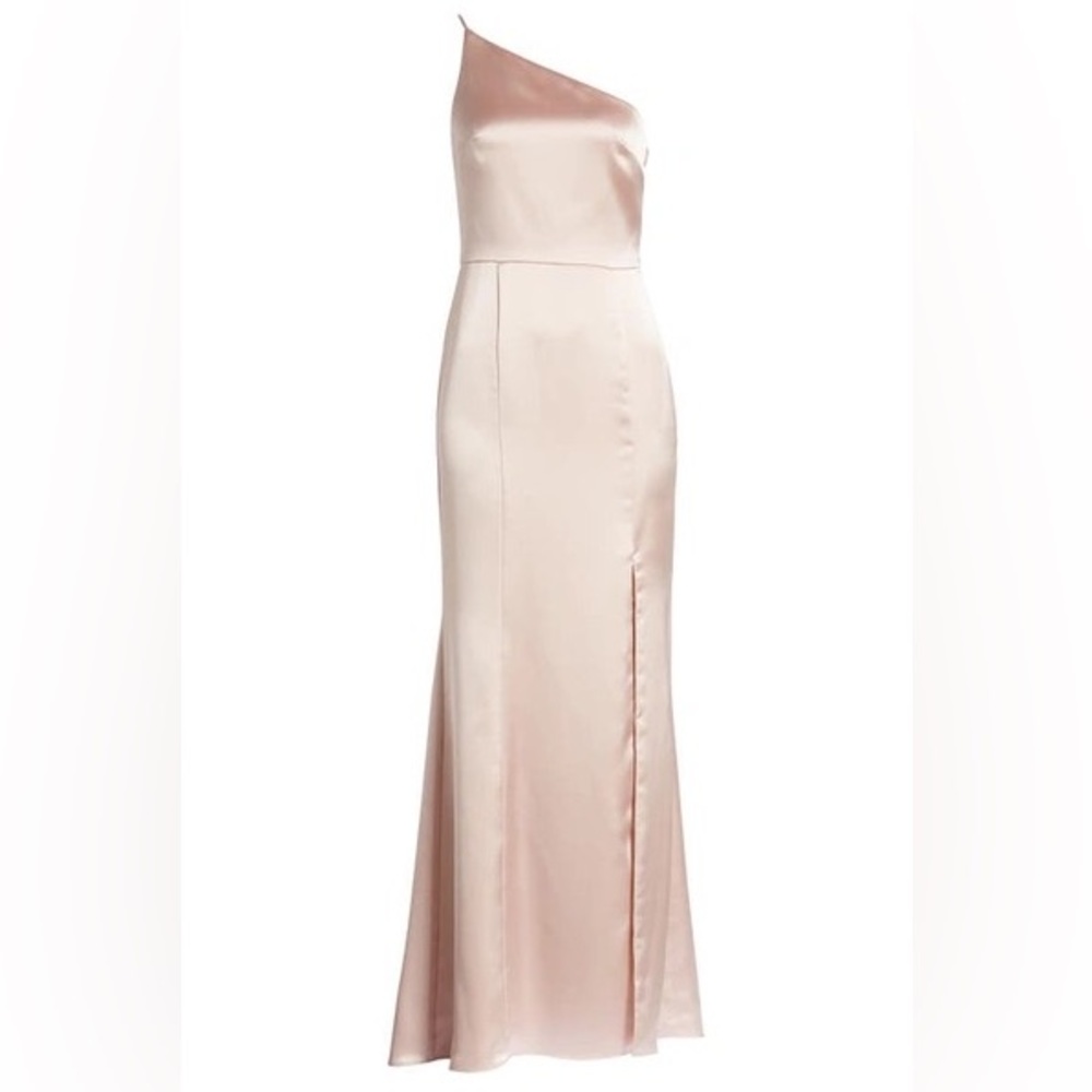 Amsale Kaia Rose Quartz Blush One-Shoulder Bridesmaid Formal Gown Size 4